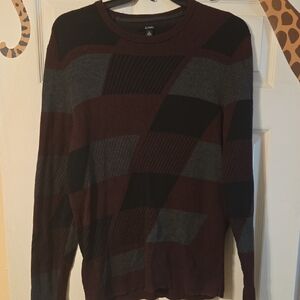 Alfani Men's Crewneck Sweater in Burgundy, Gray & Black